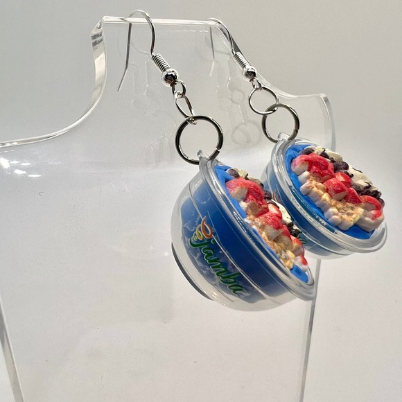 Oatmeal Bowl Earrings - Vegan Earrings - Foodie Earrings - Fruit Earrings - Picture 3 of 9